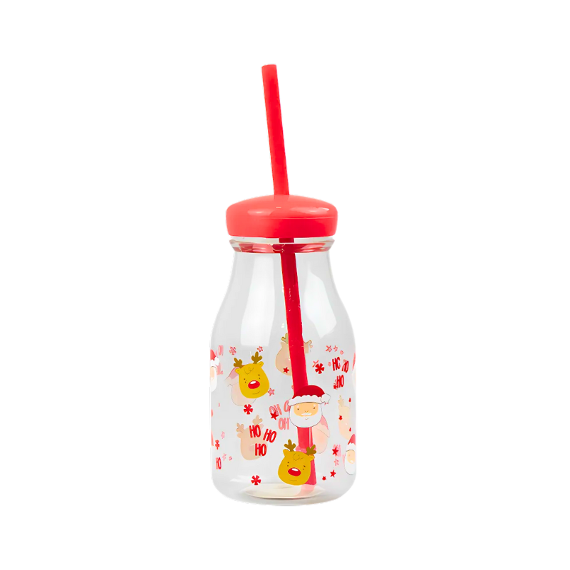 Christmas Kids Drink Bottle With Straw, alternate view