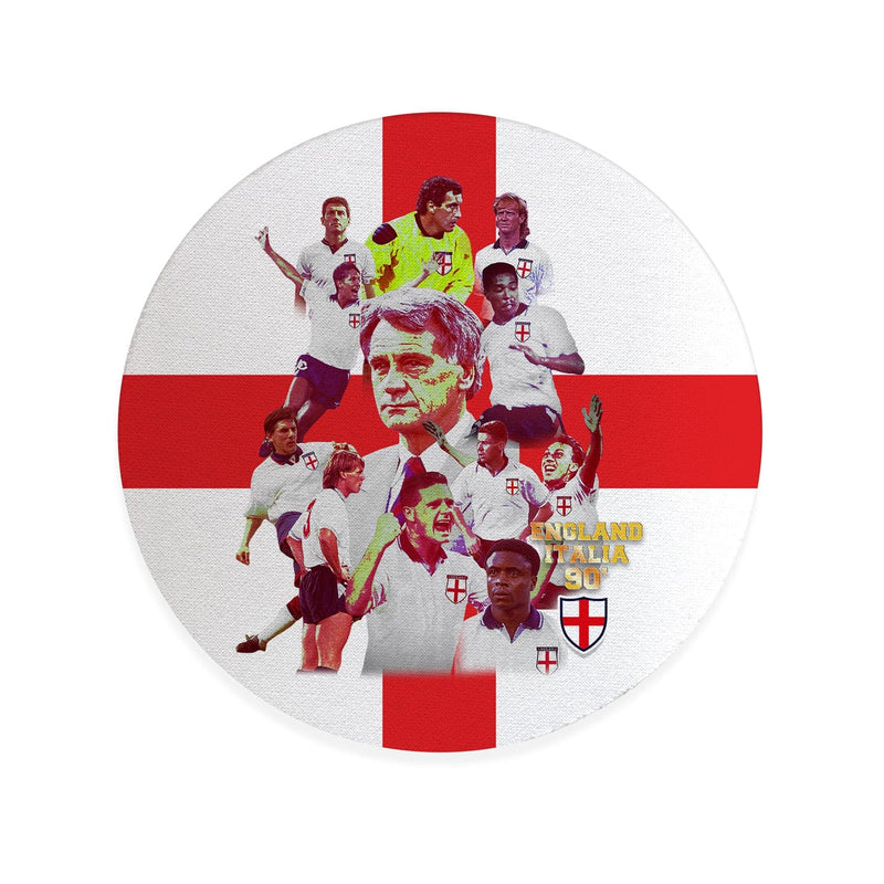 Football Art England Italia 90- Drinks Coaster - Square Or Circle, close-up detail