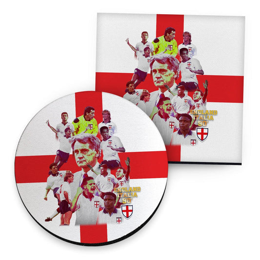 Football Art England Italia 90- Drinks Coaster - Square Or Circle collectible from https://britishmade.gifts/