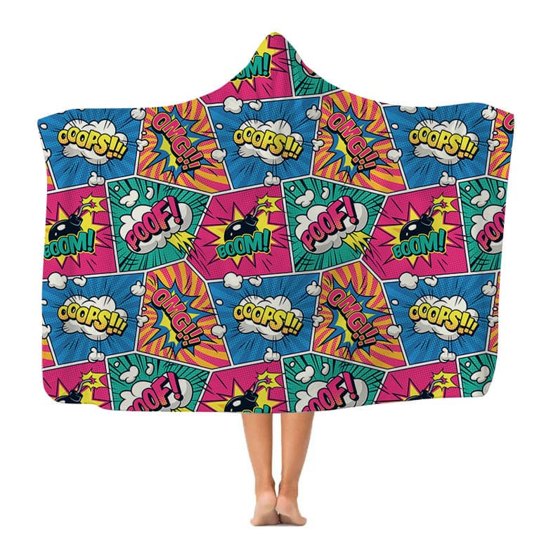 Colourful Comic - Hooded Blanket collectible from https://britishmade.gifts/