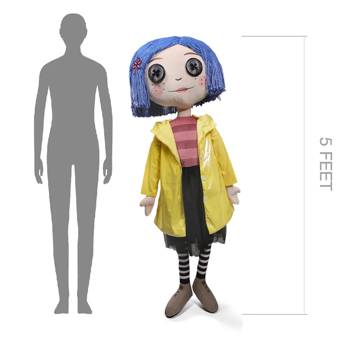 NECA Coraline With Button Eyes Life-Size 5ft Tall Plush Doll & Stand
