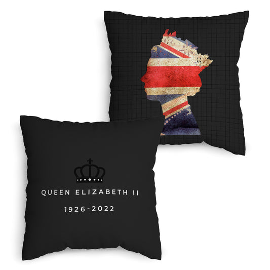 The Queen - Royal Stamp Head - 45cm Cushion collectible from https://britishmade.gifts/