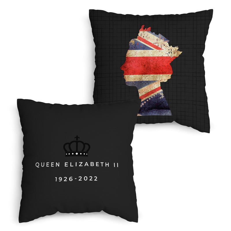 The Queen - Royal Stamp Head - 45cm Cushion collectible from https://britishmade.gifts/