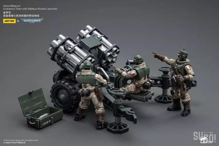 Warhammer 40K Astra Militarum Ordnance Team with Malleus Rocket Launcher 1/18 Scale Action Figure