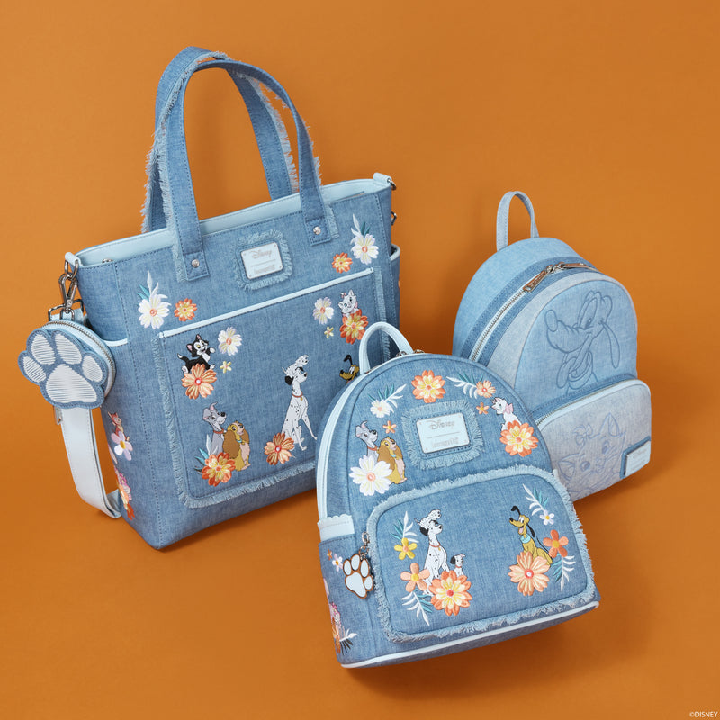 Loungefly - Disney Dogs & Cats Floral Fringe Mini Backpack close up detail