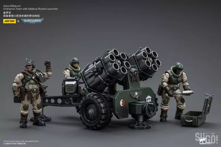 Warhammer 40K Astra Militarum Ordnance Team with Malleus Rocket Launcher 1/18 Scale Action Figure
