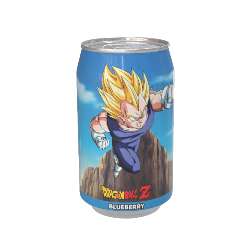Dragon Ball Z Vegeta's Blue Fury - Blueberry Flavour Soda Can 330ml, close-up detail