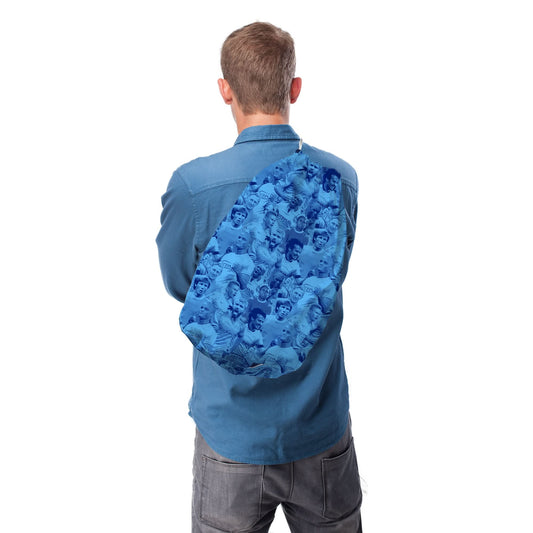 Manchester Blue Player Montage - Drawstring Duffle bag collectible from https://britishmade.gifts/