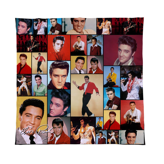 Elvis Montage Celebrity Fleece Throw - 2 Variant Colours - Large Size 150cm x 150cm, alternate view