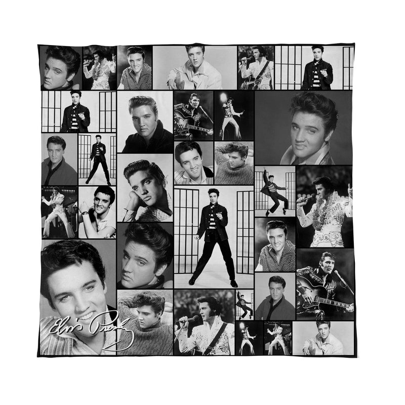 Elvis Montage Celebrity Fleece Throw - 2 Variant Colours - Large Size 150cm x 150cm, side angle