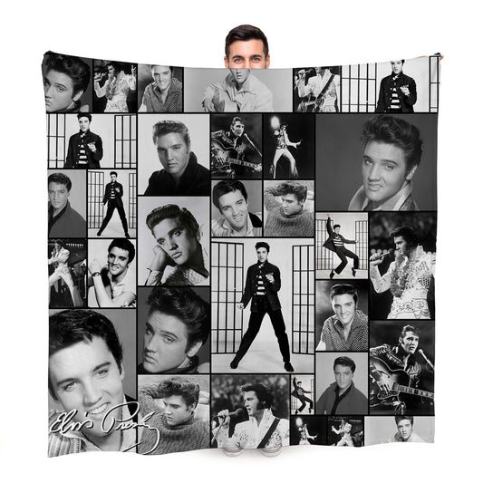 Elvis Montage Celebrity Fleece Throw - 2 Variant Colours - Large Size 150cm x 150cm collectible from https://britishmade.g...