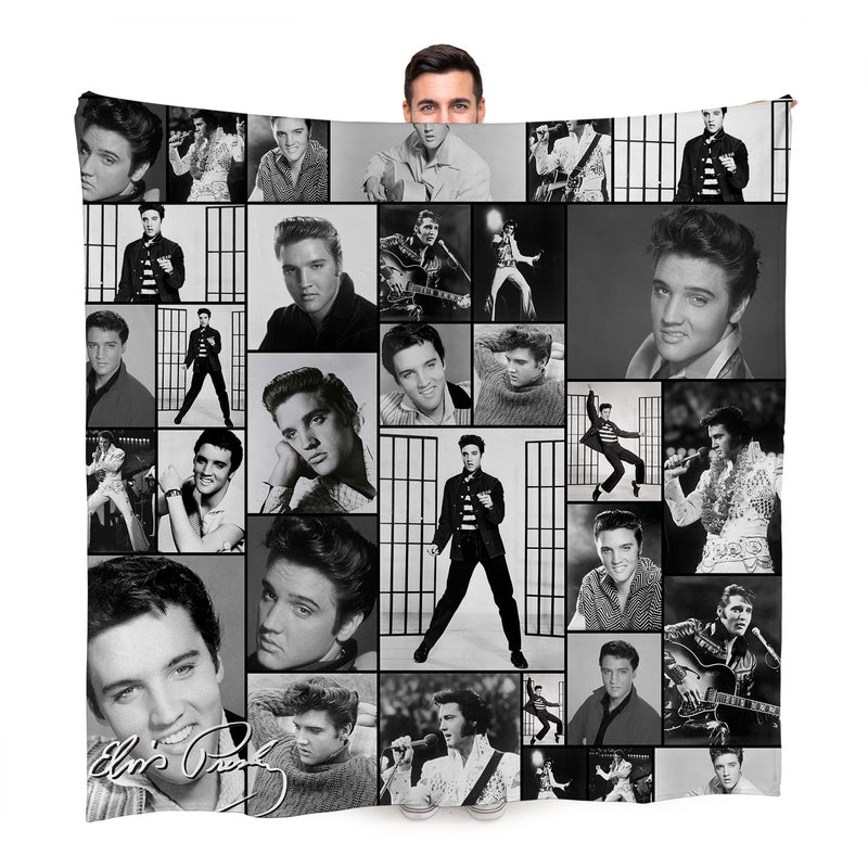 Elvis Montage Celebrity Fleece Throw - 2 Variant Colours - Large Size 150cm x 150cm collectible from https://britishmade.g...