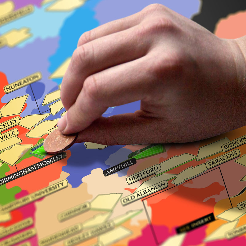 English Rugby Union Map, close-up detail