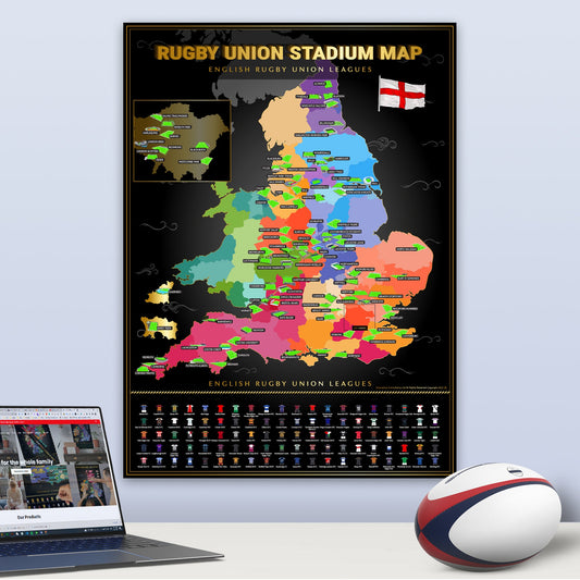 English Rugby Union Map collectible from Football Stadium Maps
