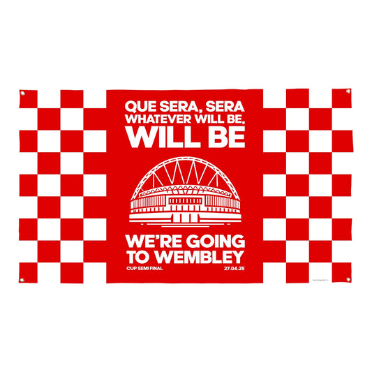 Nottingham Forest - Que Sera, Sera - Banner - Chequered - Two Sizes collectible from https://britishmade.gifts/