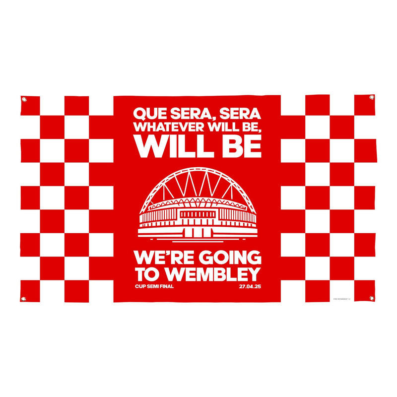 Nottingham Forest - Que Sera, Sera - Banner - Chequered - Two Sizes collectible from https://britishmade.gifts/