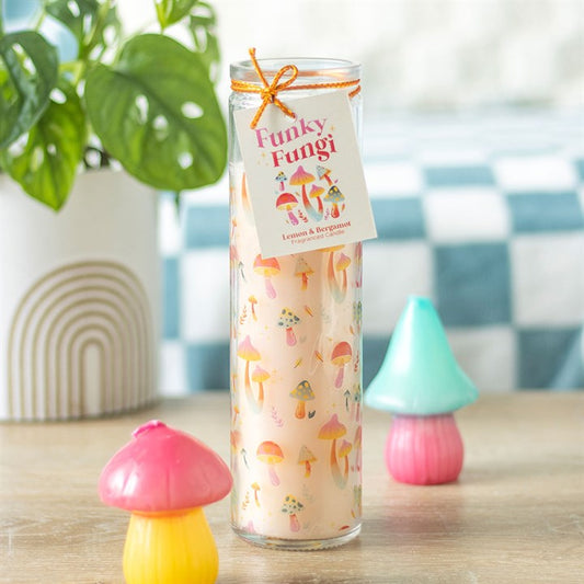 Funky Fungi Mushroom Print Tube Candle, alternate view