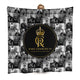 King Charles Coronation - B&W Collage - 150 x 150cm Fleece Blanket