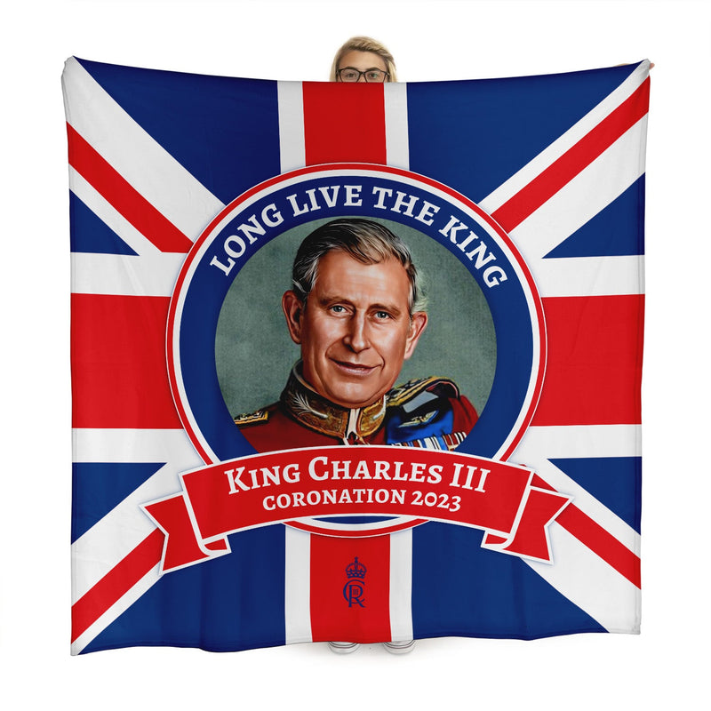 King Charles Coronation - Sketched Portrait - 150 x 150cm Fleece Blanket collectible from https://britishmade.gifts/