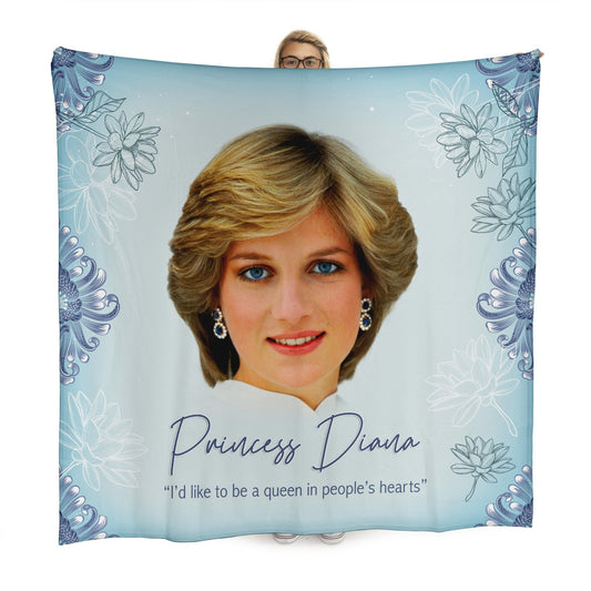 Princess Diana - Queen In People's Hearts - 150 x 150cm Fleece Blanket collectible from https://britishmade.gifts/