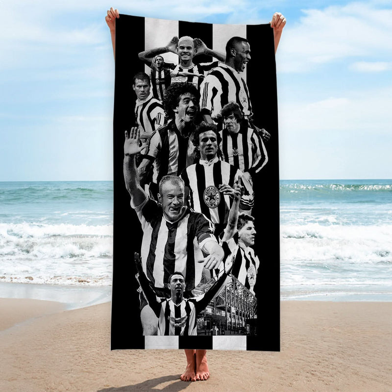 Newcastle Montage - Football Legends - Beach Towel - 150cm x 75cm collectible from https://britishmade.gifts/