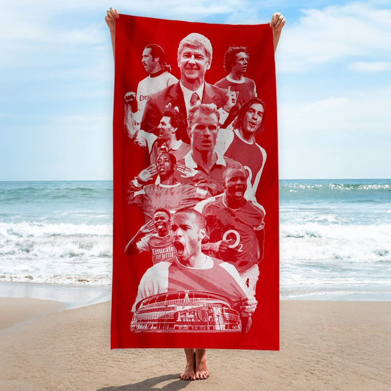 The Gooners Montage - Football Legends - Beach Towel - 150cm x 75cm collectible from https://britishmade.gifts/