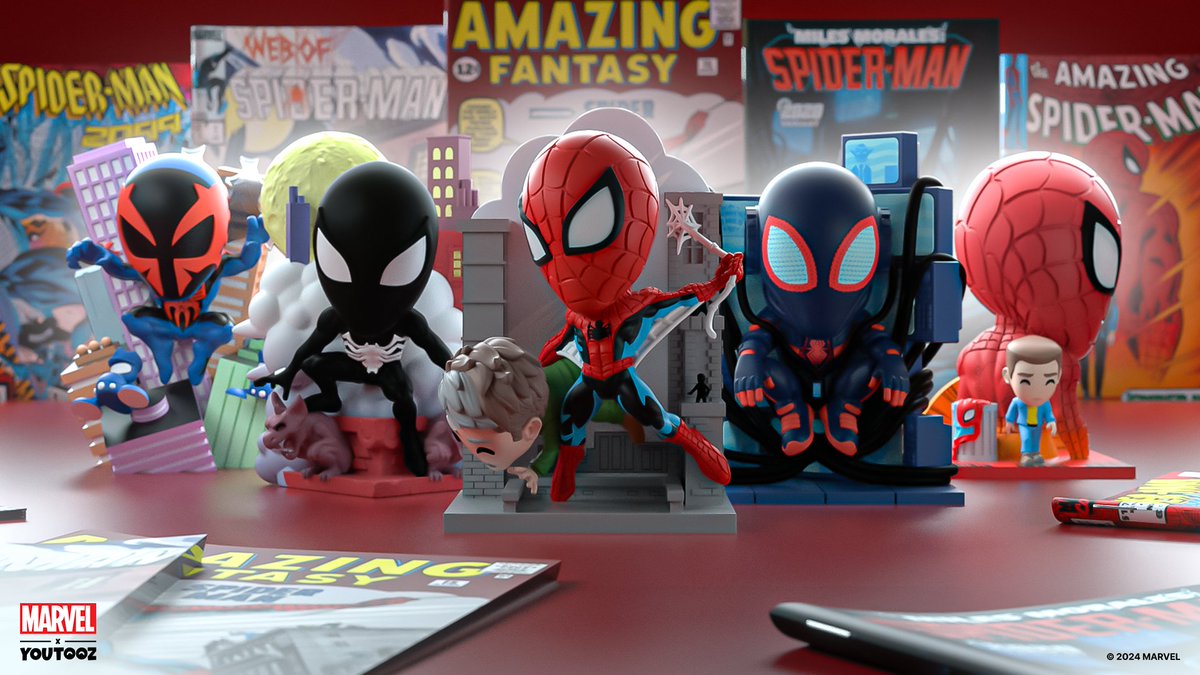 Youtooz Marvel Spider Man Vinyl Figures (5) Complete Collection
