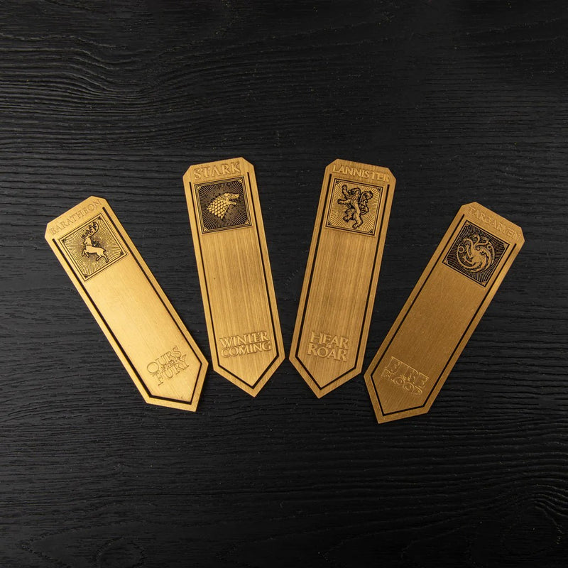 Game of Thrones House Sigil Metal Bookmark Set of 4, side angle