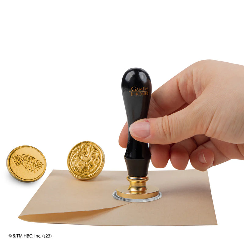 Game of Thrones Wax Seal Stamp Kit with Targaryen Stark and Lannister, rear view