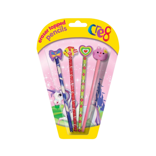 Girls Eraser Topped Pencils 4 Pack collectible from PoundFun