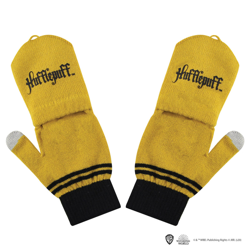 Hufflepuff Mitten/Fingerless Gloves, side angle