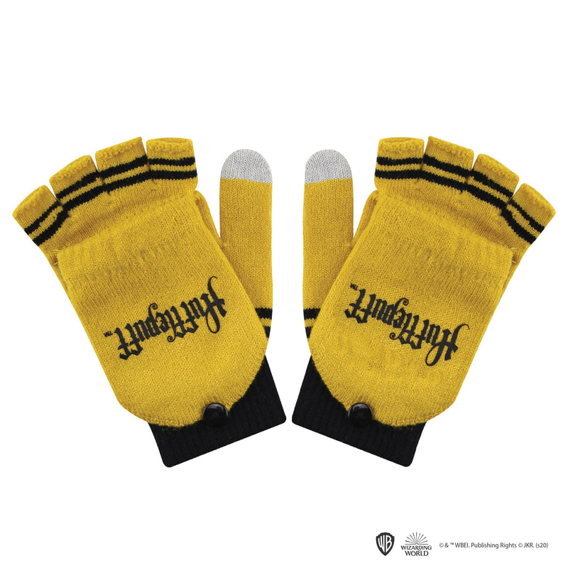 Hufflepuff Mitten/Fingerless Gloves, close-up detail