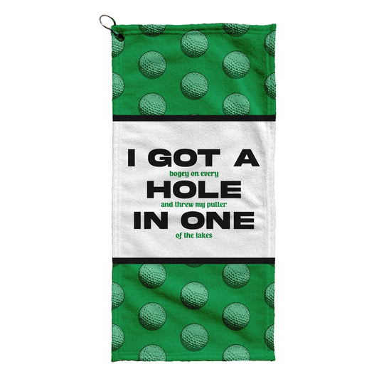 I Got a Hole in One - Funny Golf-Themed Golf Towel collectible from https://britishmade.gifts/