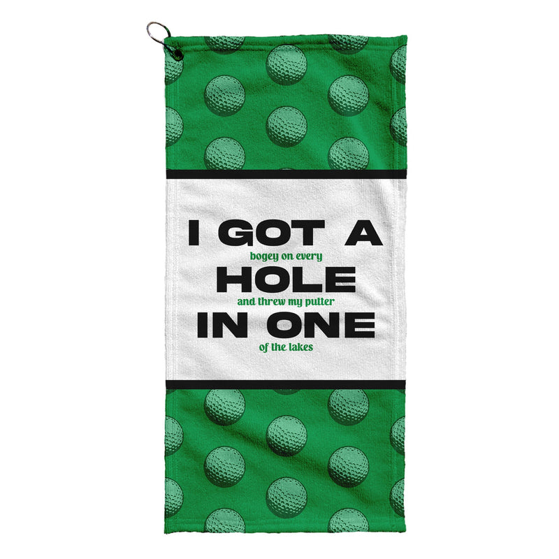 I Got a Hole in One - Funny Golf-Themed Golf Towel collectible from https://britishmade.gifts/