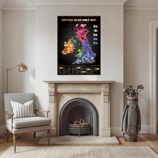 British Isles Golf Map collectible from Football Stadium Maps
