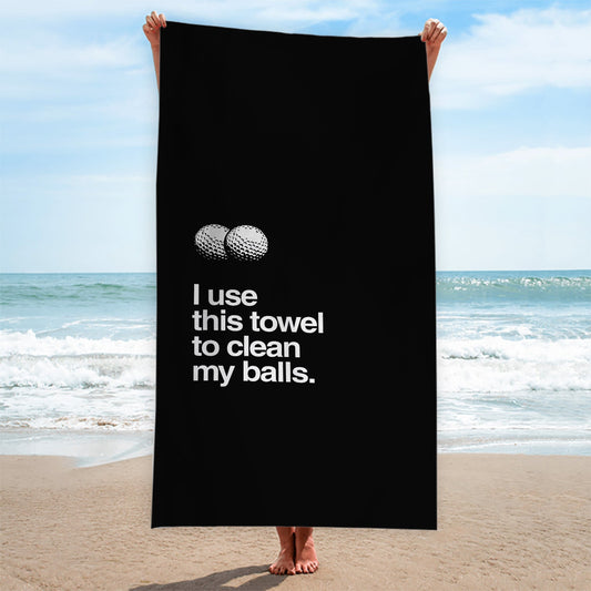 I Use This Towel To Clean My Balls - Funny Golf-Themed Beach Towel - 150cm x 75cm collectible from https://britishmade.gifts/