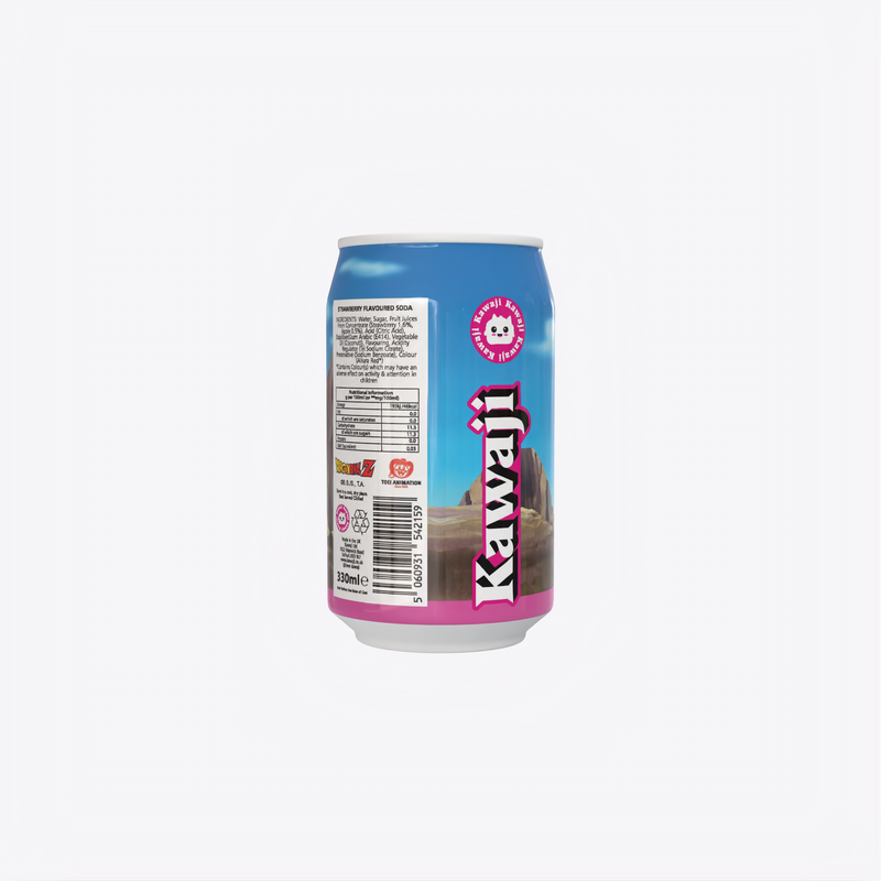 Dragon Ball Z Goten's Super Strawberry Flavour Soda Can 330ml, packaging shot