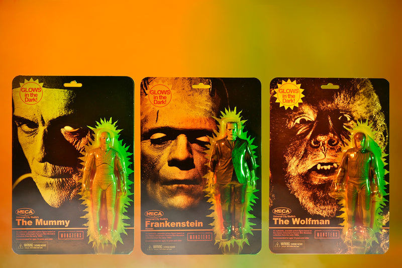Universal Monsters Retro Glow in the Dark 7" Scale Action Figure Assortment packaging view