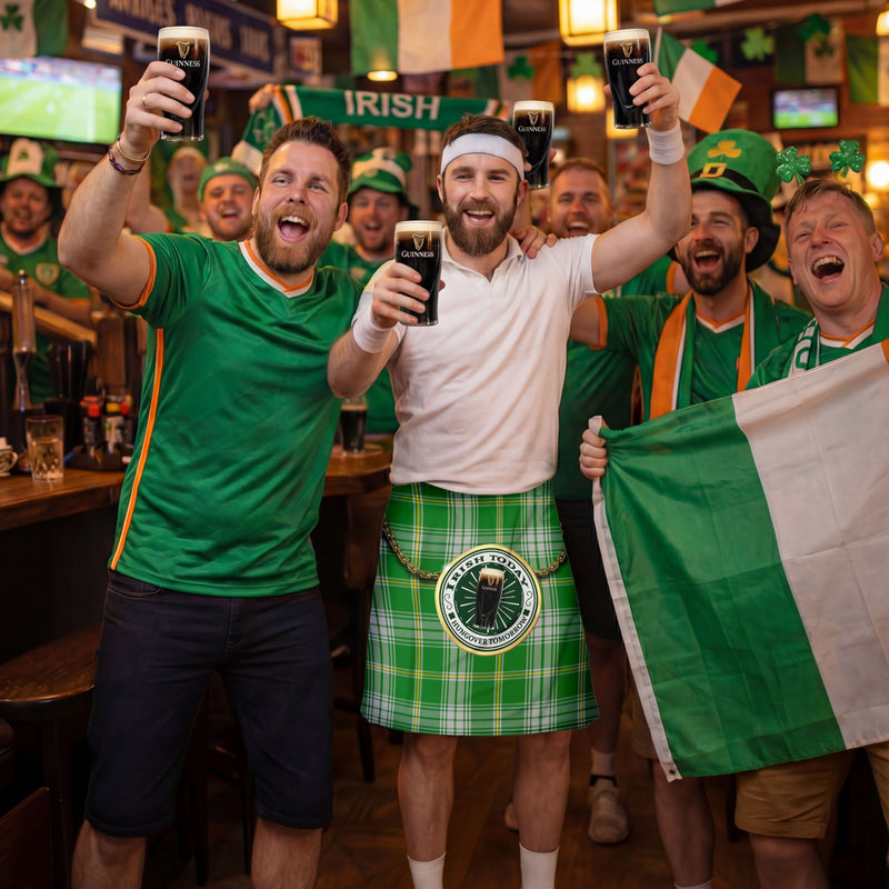 St Patrick's Day Tartan - Irish today, Hungover tomorrow - Novelty Kilt, alternate view