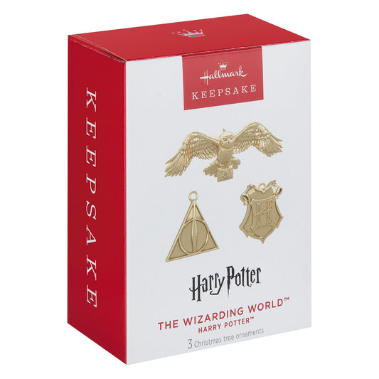 Keepsake Harry Potter™ Ornaments - 3 Pack Deathly Hallows, Hedwig & Hogwarts Crest Design