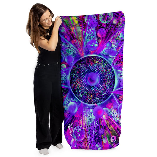 Penny Banger Trippy Star Towel - Lightweight, Microfibre Beach Towel - 150cm x 75cm collectible from https://britishmade.g...