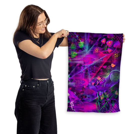 Penny Banger - Trippy Mushrooms - Lightweight, Microfibre Tea Towel collectible from https://britishmade.gifts/