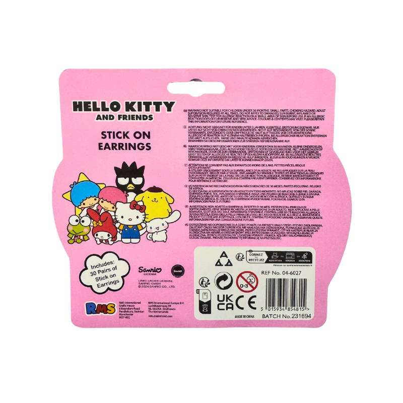 Hello Kitty Stick On Earrings, alternate view