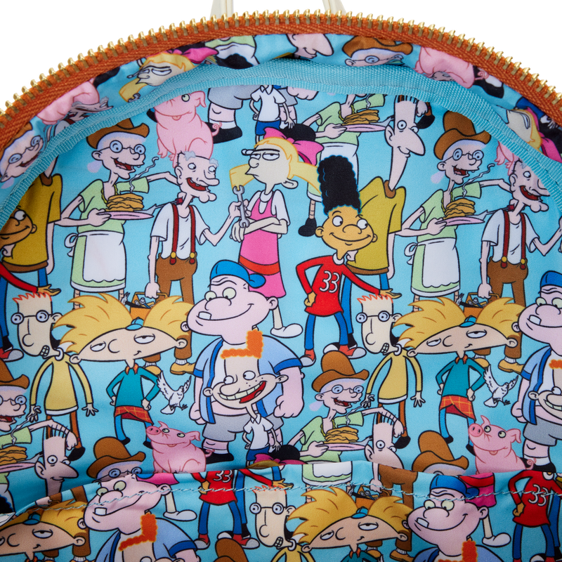 Loungefly Hey Arnold! Sunset Arms Boarding House Mini Backpack, in display