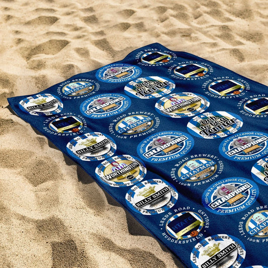 Huddersfield - Football Legends - Microfibre Beach Towel - 150cm x 75cm collectible from https://britishmade.gifts/