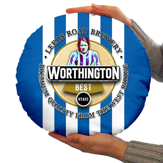 Huddersfield Worthington - Football Legends - Circle Cushion 14 collectible from https://britishmade.gifts/