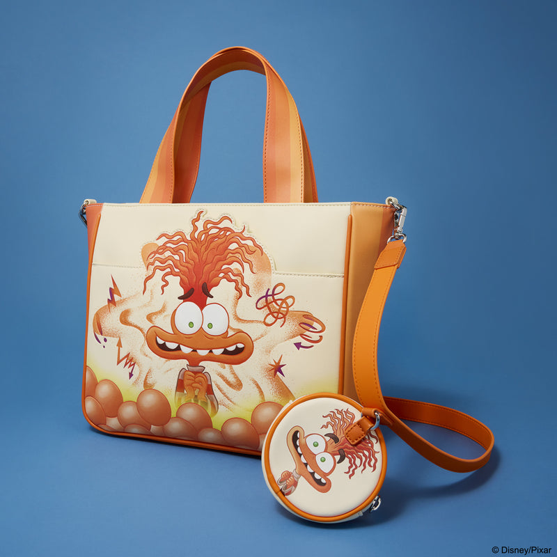 Loungefly - Inside Out 2 Anxiety Tote Crossbody Bag with Coin Bag side angle
