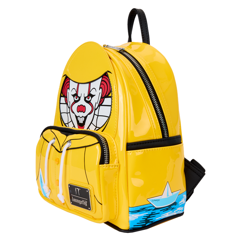 Loungefly - IT Pennywise Raincoat Cosplay Glow Mini Backpack close up detail