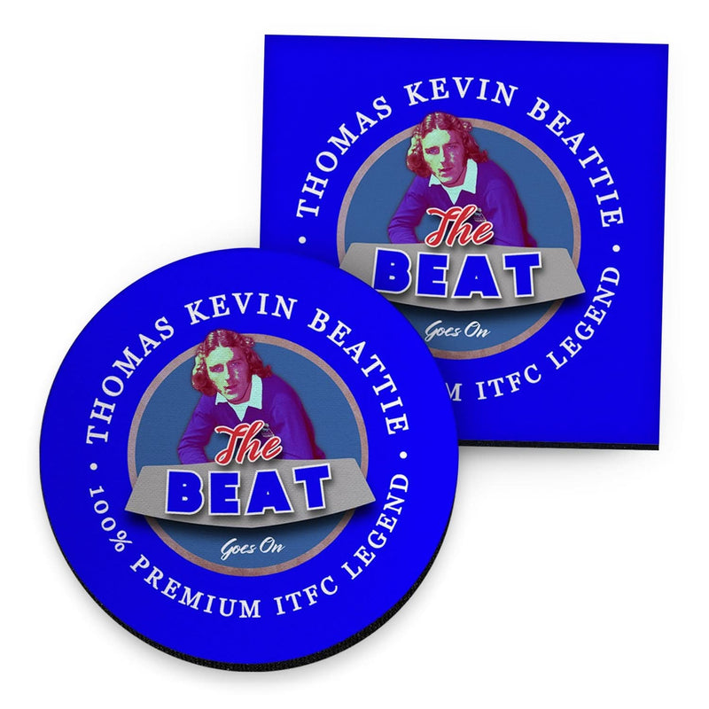 Ipswich Kevin Beattie - Football Coaster - Square Or Circle collectible from https://britishmade.gifts/