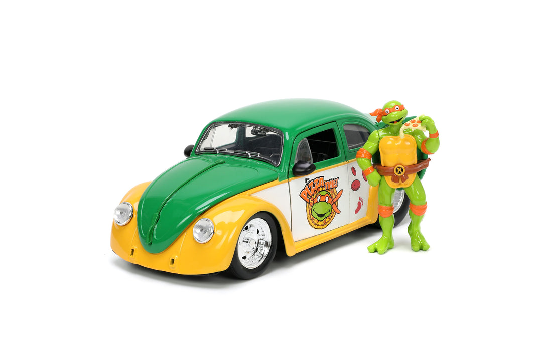 Jada Toys 1:24 Scale Teenage Mutant Ninja Turtles VW Drag Beetle with Michelangelo Figure